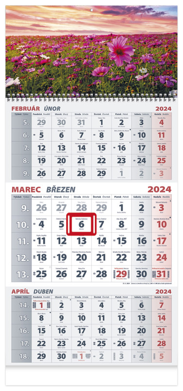 Nástenný kalendár TROJMESAÈNÝ 2024 - Lúka