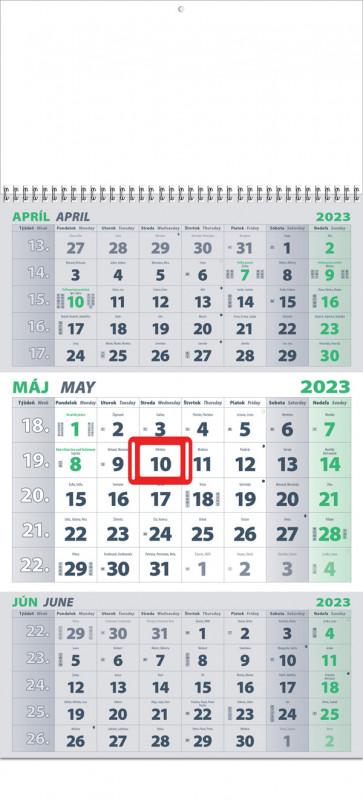 Nástenný kalendár TROJMESAČNÝ 2023 - Biely