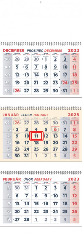 Nástenný kalendár 3-ŠPIRÁLOVÝ 2023 - Biely